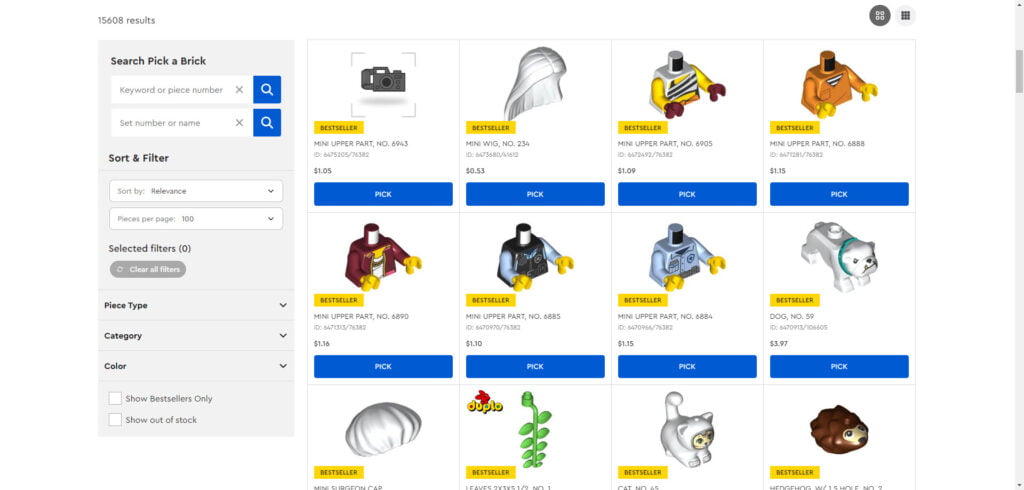 LEGO Pick a Brick Search